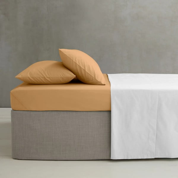 Geltonos spalvos/oranžinės spalvos iš perkalio paklodė su guma 150x200 cm Easy Iron Percale – Catherine Lansfield-image-1