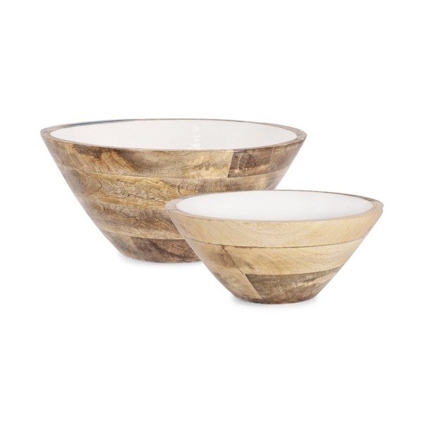 Baltos spalvos iš medienos dubenys 2 vnt. ø 30,5 cm Knossos – Yes Everyday