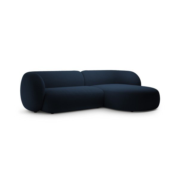 Mėlynos spalvos kampinė sofa iš velveto (su dešiniuoju kampu/su gultu) Kate – Micadoni -image-1