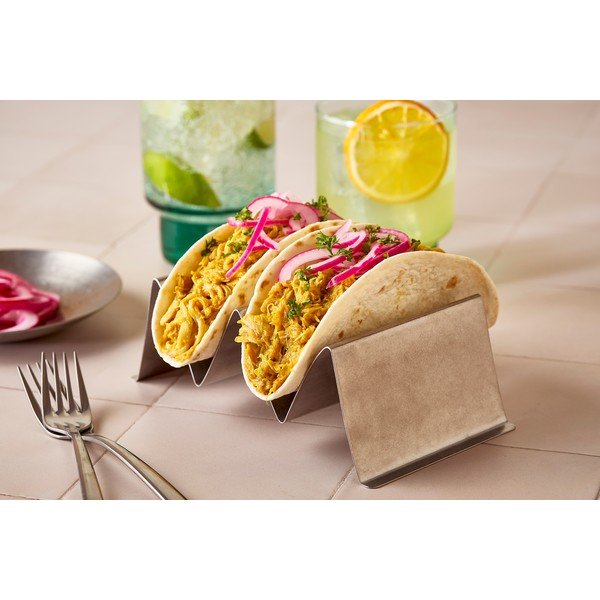 Iš nerūdijančio plieno tacos laikiklis serviravimo padėklas 10x19 cm Serve – BonBistro-image-1