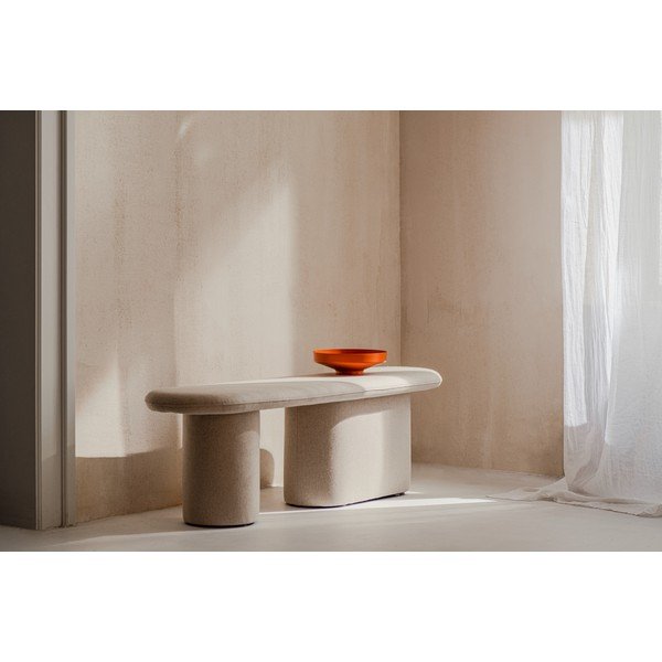 Smėlio spalvos paminkštinto audinio suolas iš vilnos Rull – noo.ma-image-3