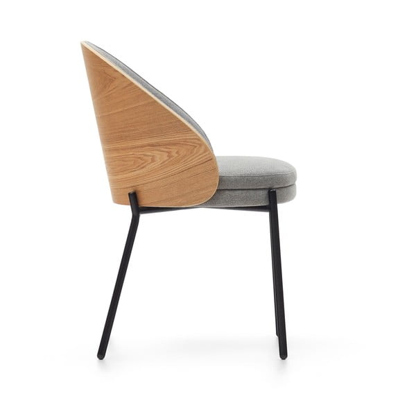 Pilkos spalvos/natūralios spalvos iš audinio valgomojo kėdė Eamy – Kave Home-image-4