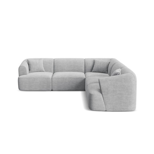 Šviesiai pilkos spalvos kampinė sofa iš kordinio velveto Campi – Cosmopolitan Design