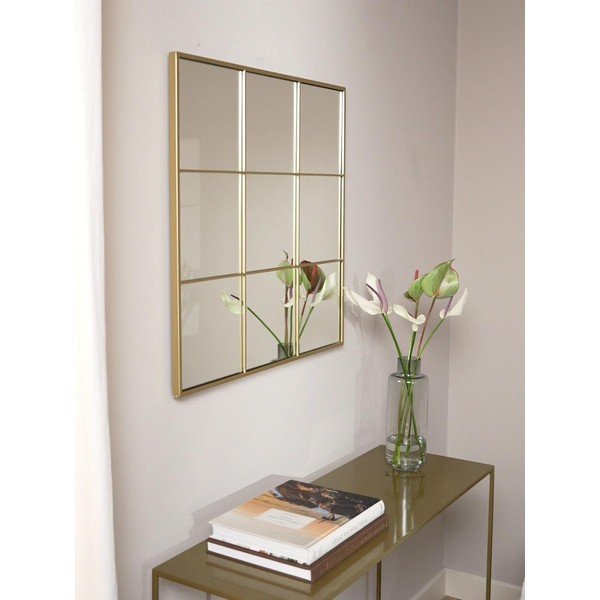 Sieninis veidrodis su metaliniu rėmu aukso spalvos Westwing Collection Clarita, 70 x 70 cm-image-3