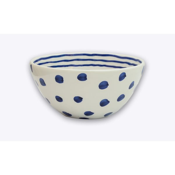 Mėlynos ir baltos spalvos keramikinis dubuo Tierra Bella Dots, ø 23 cm
