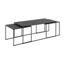 Matinės juodos spalvos kavos staliukai 3 vnt. su marmuro dekoro stalviršiu 60x120 cm Infinity – Actona