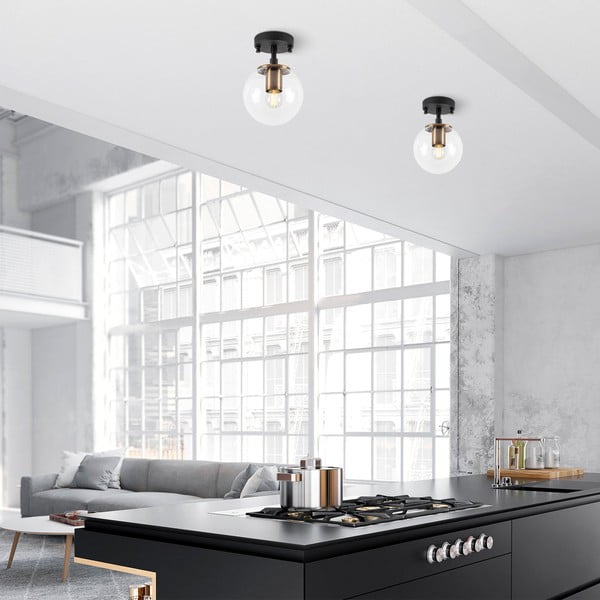 Juodos spalvos lubinis šviestuvas ø 15 cm su stiklo gaubtu Atmaca – Opviq lights-image-4