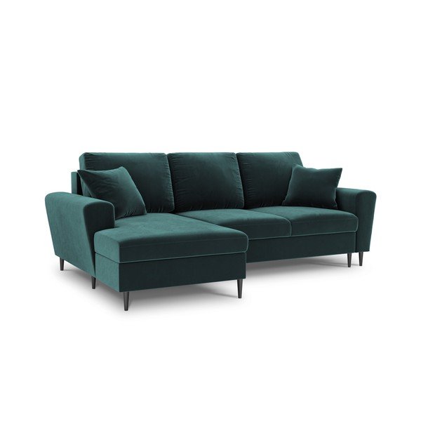 Smaragdinės spalvos iš velveto sulankstoma/su sandėliavimo vieta kampinė sofa (su kairiuoju kampu/su gultu) Kyoto – Cosmopolitan Design-image-1