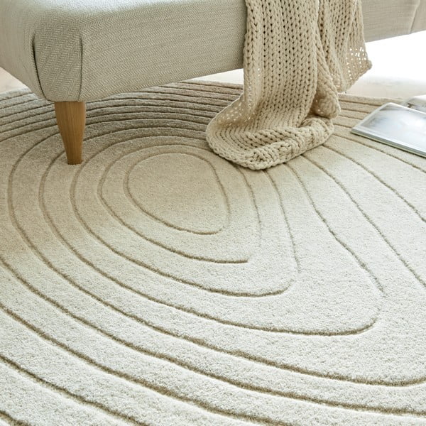 Smėlio spalvos iš vilnos kilimas 160x230 cm Puddle Wool – Flair Rugs-image-2