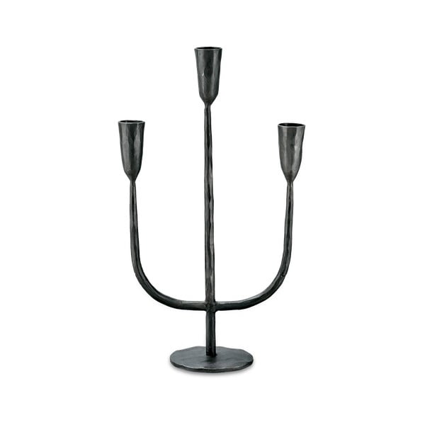 Juodo metalo trijų šakų žvakidė Nkuku Mbata, aukštis 39 cm