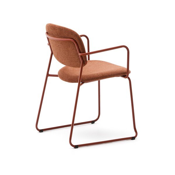 Terakotos spalvos iš metalo valgomojo kėdė su porankiais Meli – Kave Home-image-4