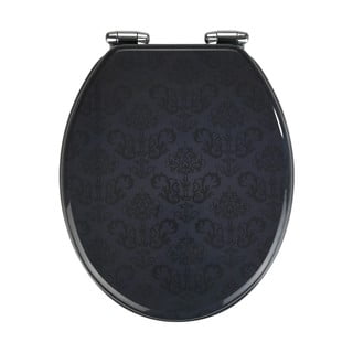 Tamsiai pilka lengvai užsidaranti klozeto sėdynė Wenko Bellevue, 42,5 x 35,5 cm