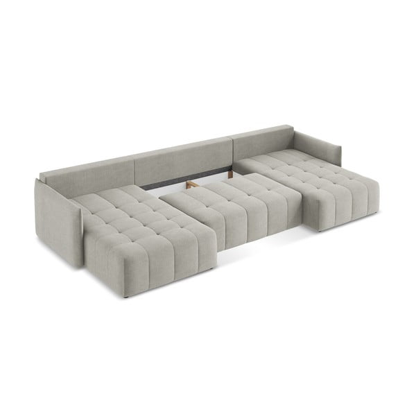 Šviesiai pilkos spalvos sulankstoma/su sandėliavimo vieta kampinė sofa („U“ formos) Moku – Makamii-image-4