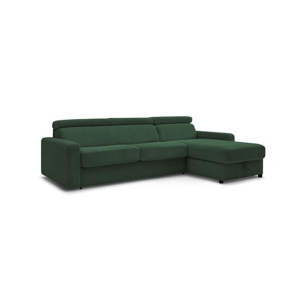 Iš kordinio velveto sulankstoma kampinė sofa tamsiai žalios spalvos (kintama) Monaco – Bobochic Paris-image-4
