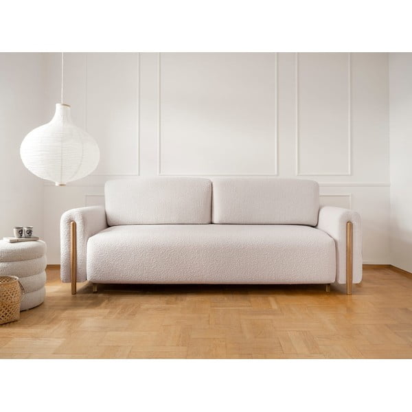 Smėlio spalvos/kreminės spalvos iš boucle sulankstoma/su sandėliavimo vieta sofa 244 cm Arcadova – ELTAP-image-1