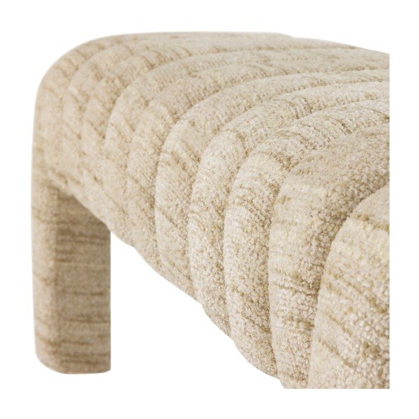 Smėlio spalvos paminkštinto audinio suolas iš boucle Frex – WOOOD-image-4