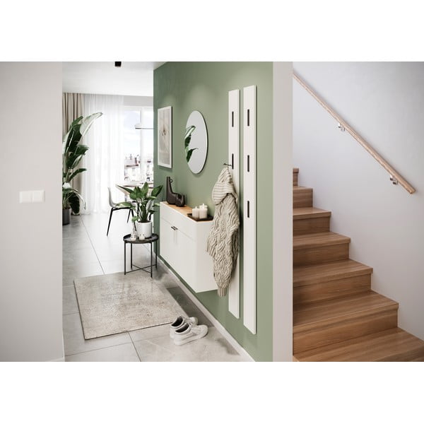 Baltos spalvos spintelė iš ąžuolo 110x57x22 cm Ameca – Germania-image-1