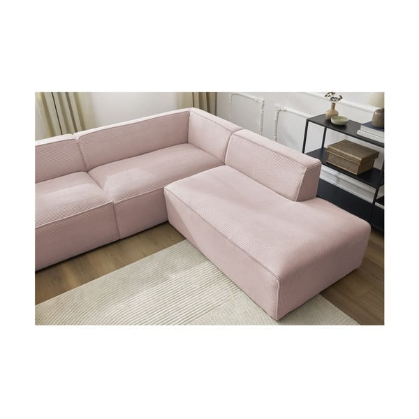 Rožinės spalvos iš kordinio velveto modulinė kampinė sofa (su dešiniuoju kampu/„U“ formos) Megeve – Bobochic Paris-image-3