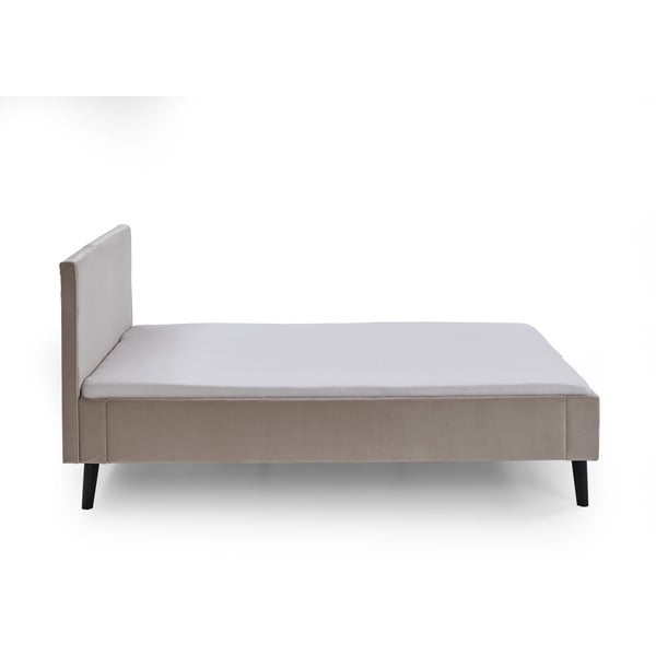 Baltos spalvos/kreminės spalvos dvigulė lova audiniu dengta be grotelių 140x200 cm Leira – Meise Möbel-image-3