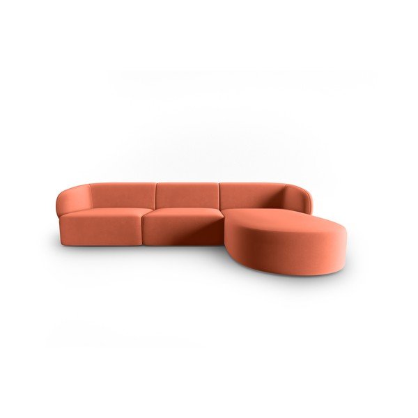 Rožinės spalvos iš velveto kampinė sofa (su dešiniuoju kampu/su gultu) Paolo – Milo Casa