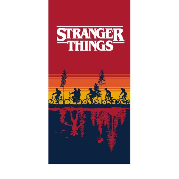 Raudonos spalvos vaikiškas rankšluostis iš medvilnės 70x140 cm Stranger Things – Jerry Fabrics