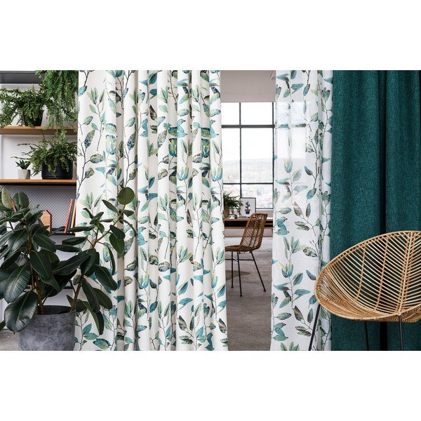 Užuolaida žalios spalvos/kreminės spalvos su kabliuku 210x260 cm Maui – Mendola Fabrics-image-3