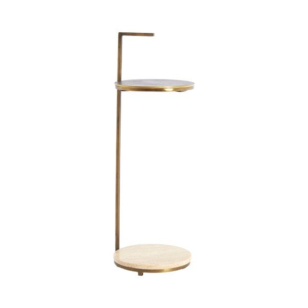 Apvalios formos šoninis stalas su akmens stalviršiu ø 26 cm Leda – Light & Living-image-2