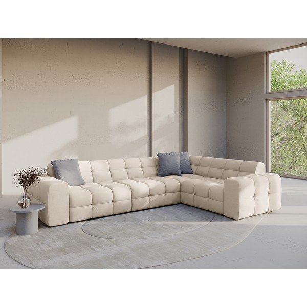 Smėlio spalvos kampinė sofa (su dešiniuoju kampu/„L“ formos) Kendal – Micadoni -image-1