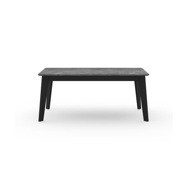 Prailginamas valgomojo stalas juodos spalvos su betono dekoro stalviršiu 100x180 cm Shadow – TemaHome