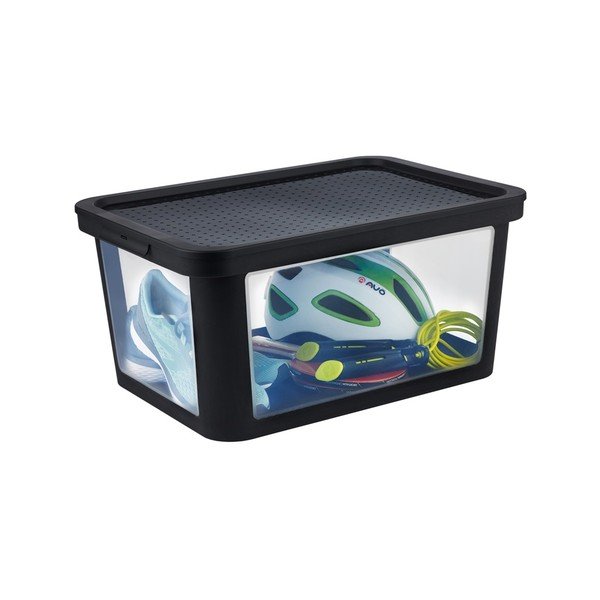 Juodos spalvos iš plastiko daiktadėžės dangtelis 57x39x3 cm Albris – Rotho-image-4