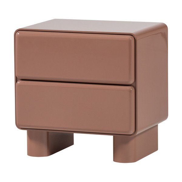 Rožinės spalvos blizgus naktinis staliukas Lustra – WOOOD-image-2