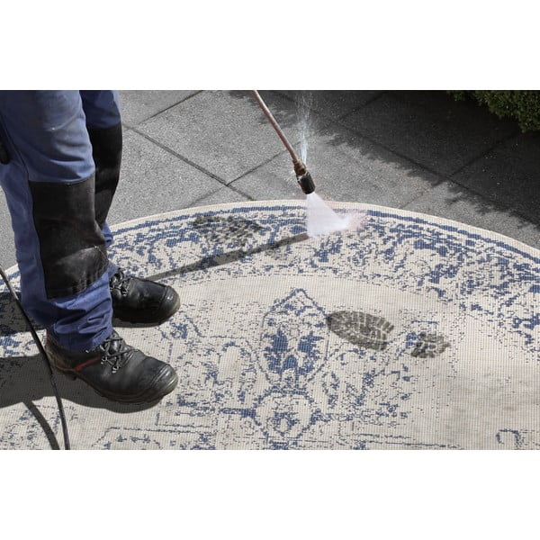 Mėlynos ir kreminės spalvos dvipusis lauko kilimas NORTHRUGS Borbon, ø 140 cm-image-2