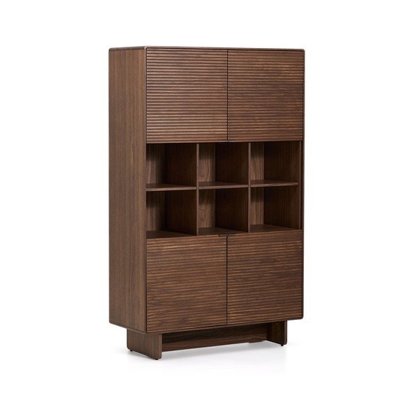 Tamsiai rudos spalvos spintelė iš riešutmedžio 100x163x40 cm Norlen – Kave Home-image-3