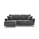 Šviesiai pilkos spalvos iš velveto sulankstoma/su sandėliavimo vieta kampinė sofa (su kairiuoju kampu/su gultu) Kyoto – Cosmopolitan Design