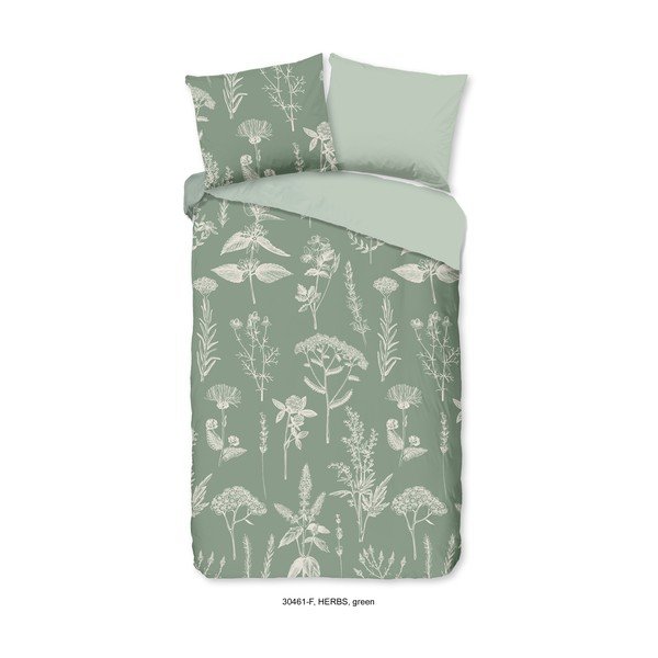 Šalavijo spalvos iš flanelės viengulė/itin ilga patalynė 140x220 cm Herbs – Good Morning
