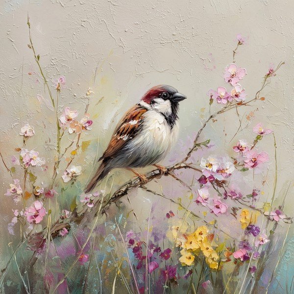 Spausdintas paveikslas tapyba ant drobės 32x32 cm Sparrow – Styler