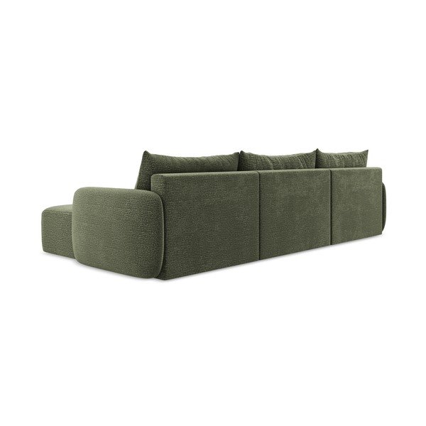 Žalios spalvos sulankstoma/su sandėliavimo vieta kampinė sofa Kalena – Makamii-image-4