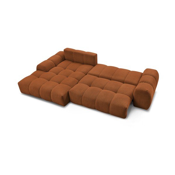 Terakotos spalvos iš šenilinio audinio sulankstoma/su sandėliavimo vieta kampinė sofa (su kairiuoju kampu/su gultu) Everest – Bobochic Paris-image-4