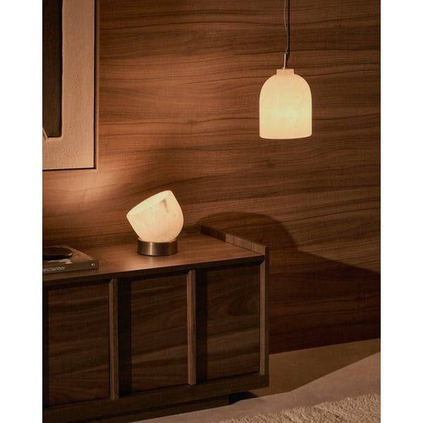 Kreminės spalvos/žalvario spalvos stalinis šviestuvas (aukštis 17 cm) Shenli – Kave Home-image-2