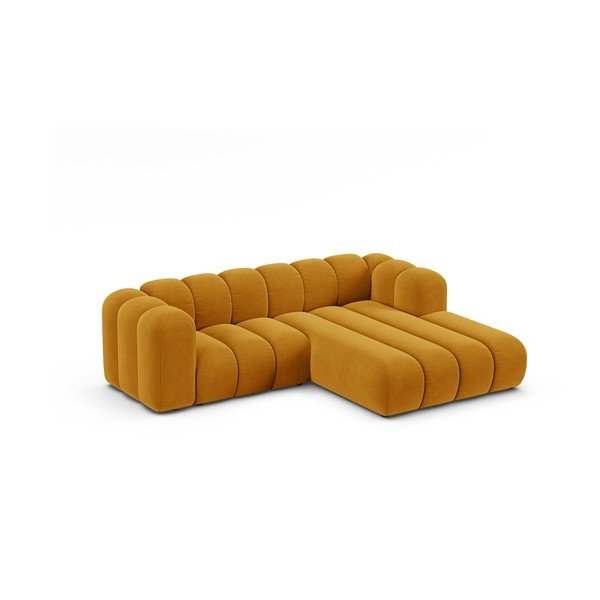 Kampinė sofa geltonos spalvos (su dešiniuoju kampu) Lupine – Micadoni Home-image-1