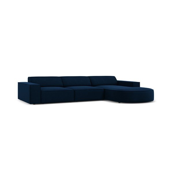 Mėlyno aksomo kampinė sofa (dešinysis kampas) Jodie - Micadoni Home-image-3