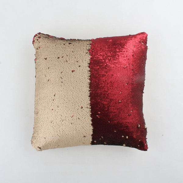 Raudonos ir smėlio spalvos Dakls pagalvė su blizgučiais, 40 x 40 cm
