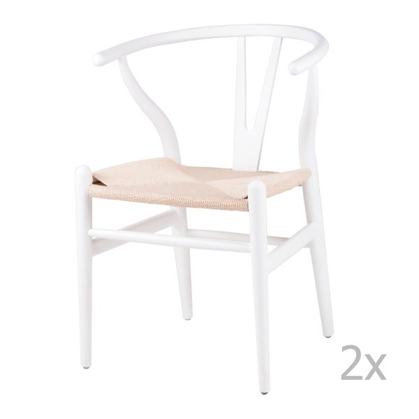 2 baltų medinių valgomojo kėdžių rinkinys "sømcasa Ada