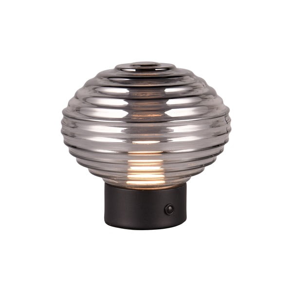 Stalinis šviestuvas juodos spalvos/pilkos spalvos LED su pritemdymo funkcija (aukštis 14,5 cm) su stiklo gaubtu Earl – Reality-image-2