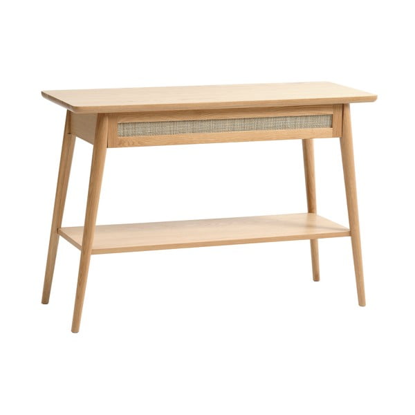 Konsolinis staliukas natūralios spalvos su ąžuolo dekoro stalviršiu 40x110 cm Barrali – Unique Furniture-image-3