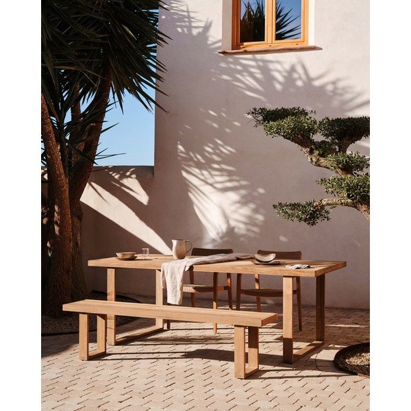 Natūralios spalvos medinis sodo suolas Canadell - Kave Home-image-4