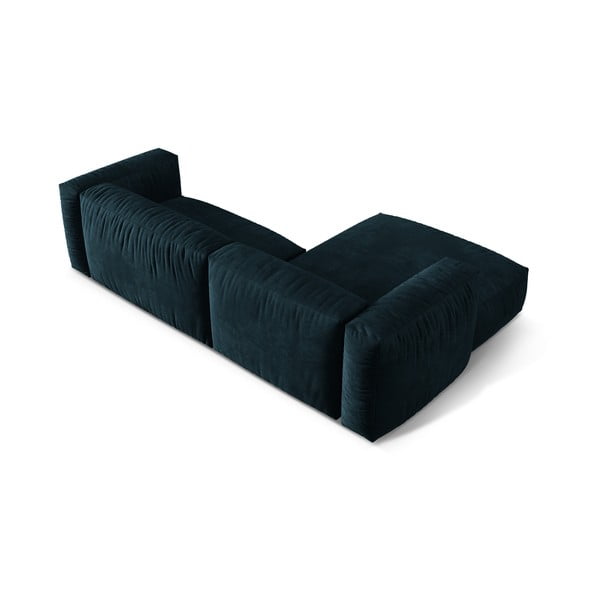 Tamsiai mėlynos spalvos iš velveto modulinė kampinė sofa (su kairiuoju kampu/su gultu) Martina – Micadoni -image-4