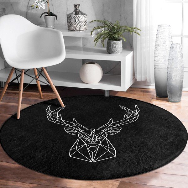 Skalbiamas/robotiniams dulkių siurbliams apvalios formos kilimas juodos spalvos ø 100 cm Comfort – Mila Home-image-3