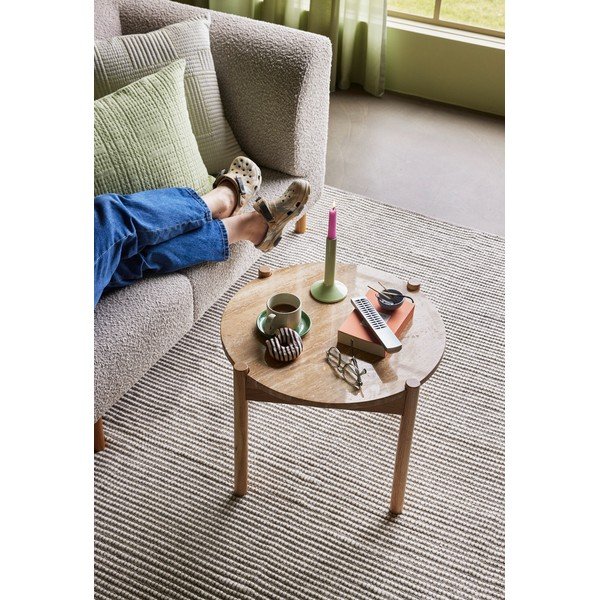 Apvalios formos kavos staliukas natūralios spalvos su akmens stalviršiu ø 60 cm Trava – Hübsch-image-2