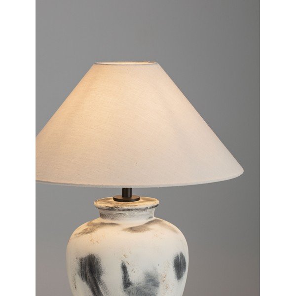 Baltos spalvos/pilkos spalvos iš keramikos stalinis šviestuvas (aukštis 55 cm) su tekstiliniu gaubtu Lupe – Nova Luce-image-1